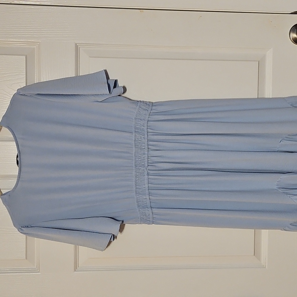 Light Blue Short Sleeve Dress by Simplee - Picture 12 of 14